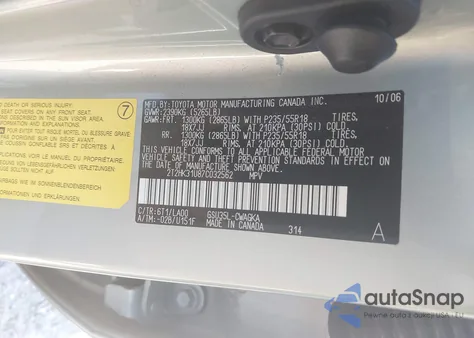 2007 Lexus Rx 350 z USA, uszkodzony, nr VIN 2T2HK31U87C032562